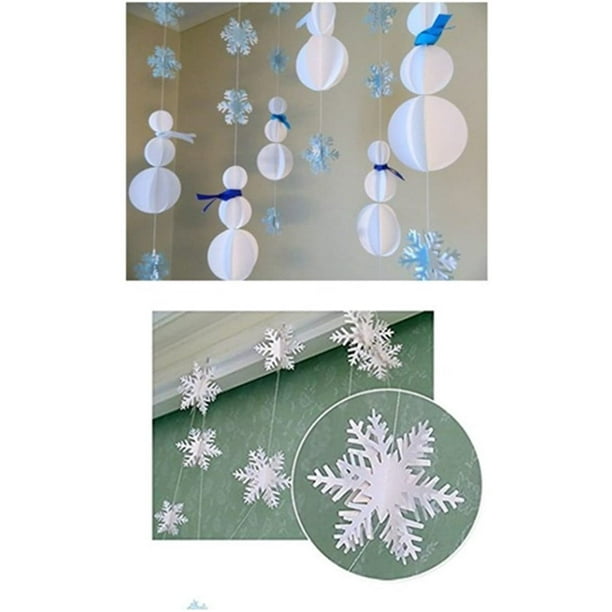 24Pcs Snowflake Garland White GlitterHTOOQ Christmas Party  Decorations,Winter Baby Shower Decorations,Buddy The Elf Snowflakes, Winter  Wonderland