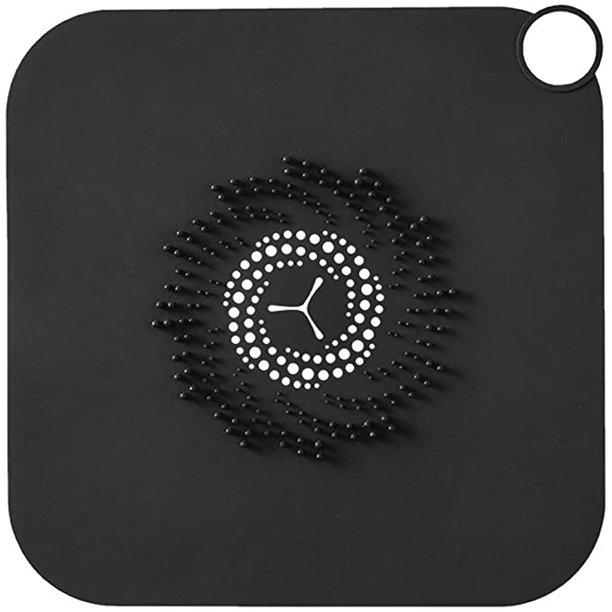 Cubierta de drenaje de ducha, colector de pelo de silicona, sifón de bañera para ducha (negro)