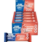 Pure Protein AMMMAZE Strawberry Shortcake Protein Bars (12 ct) 20g High Protein, No Added Sugar - Strawberry Meal Replacement Bar - On the Go Snacks