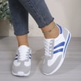 thumbnail image 3 of QWKLEAJ Women’s Retro Striped Lace Up Sneakers Lightweight Casual Walking Shoes Non Slip Soft Sole Fashion Athletic Training Footwear for Daily Outdoor Blue 8, 3 of 6