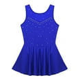 thumbnail image 3 of inhzoy Kids Girls Figure Ice Skating Dance Costumes Rhinestones Contemporary Ballet Dance Leotard Blue 8, 3 of 7