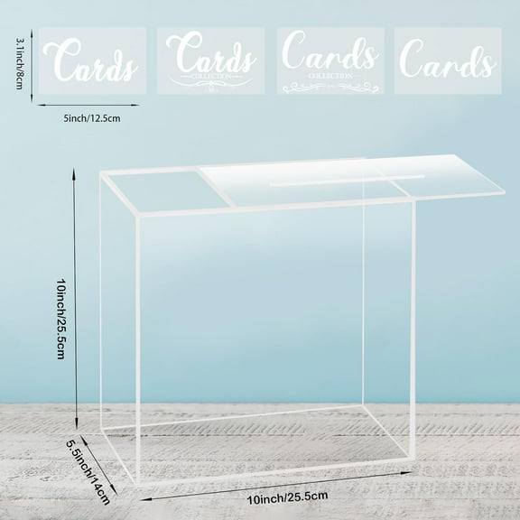 Large Clear Acrylic Wedding Card Box,  Blank Storage for Events, Keepsake Decor (10x10x5.5 Inch)