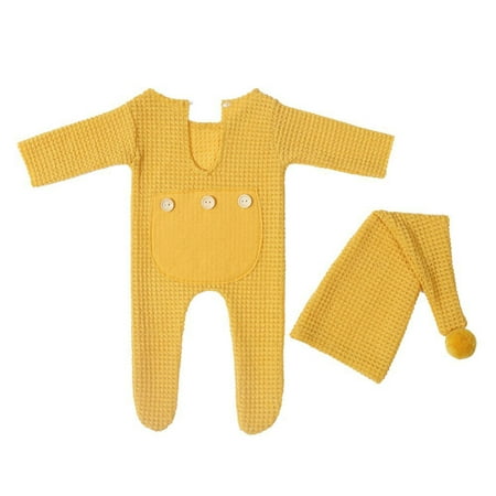 

iaksohdu 1 Set Baby Photography Romper Great Flexibility Jacquard Pattern Infants Jumpsuit Adorable Newborn Photography Props Crochet Outfit