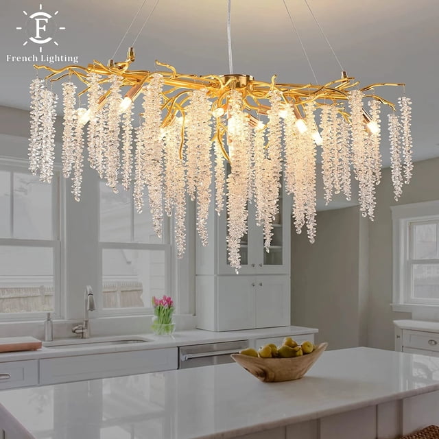 Modern Led Crystal Chandelier Branches for Dining Room Art Pendant Lamp Villa Hall Hanging Home Decor Lighting Fixture My Lux Decor Round