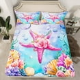 thumbnail image 2 of Erosebridal Teen Flower Starfish Sheet Set Twin,Cartoon Sealife Bedding Sets Twin Size,Marine Room Decorative,Breathable,3pcs, 2 of 7