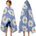thumbnail image 3 of Blue Daisy Flower Pattern Hooded Bath Towel，60"x35" for Ages 3 To 12 Kids, Quick Dry Lightweight Soft Microfiber Hood Beach Towel Cover Up for Kids, 3 of 7