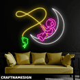 thumbnail image 2 of Craftnamesign Astronaut Go Fishing On Moon Neon Sign, Astronaut Wall Art, Bedroom Decor, 2 of 4