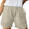 thumbnail image 2 of GZWYHT Running Shorts Shorts for Women Women's Summer Cotton And Linen Pocket Casual Shorts Lounge Pants Women Cotton Shorts Beige XXL, 2 of 7