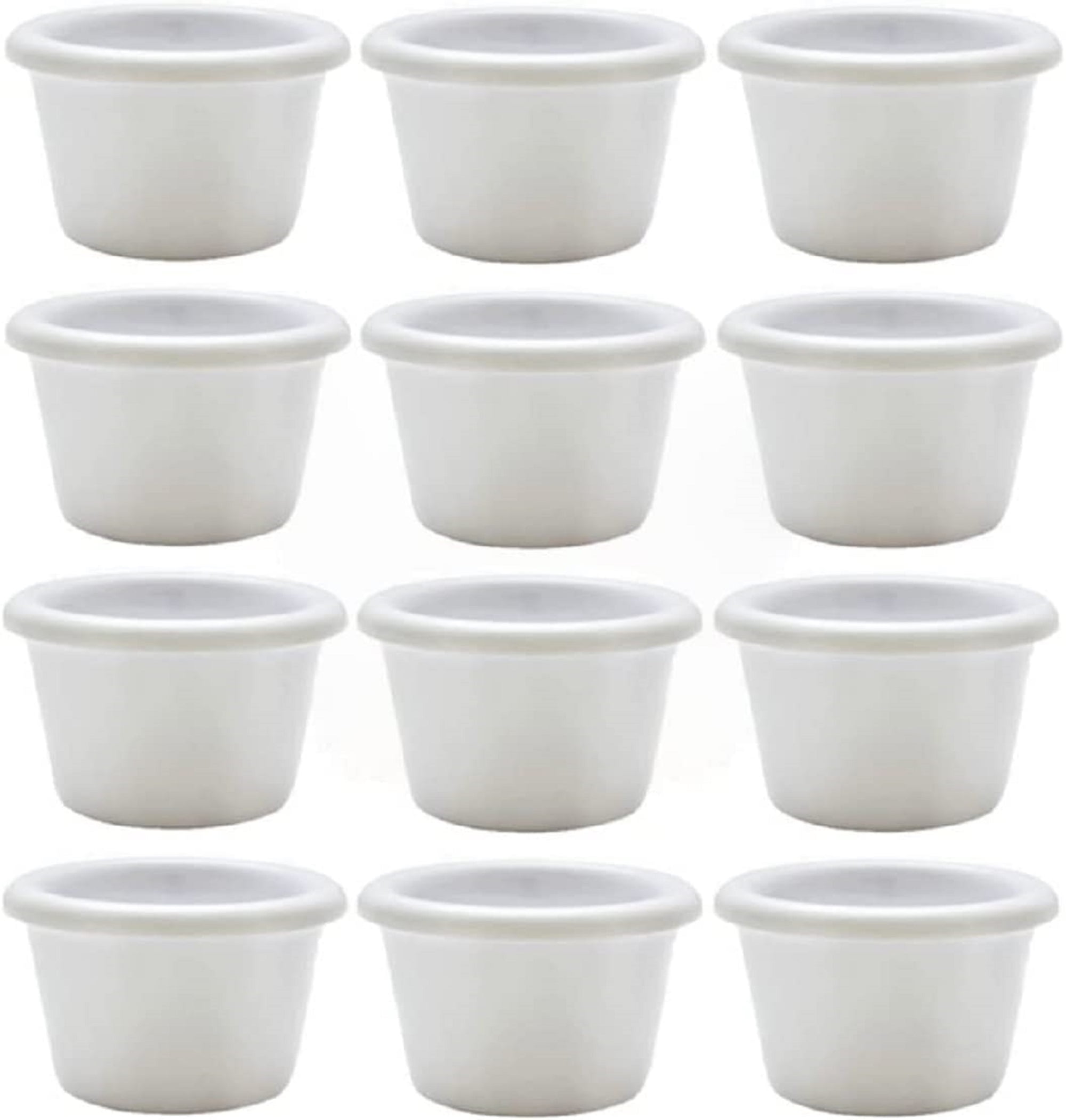 Truecraftware Set of 12 Smooth Ramekin 3 oz. White Color Melamine Individual Condiments