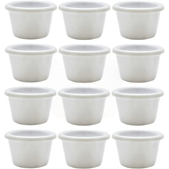 Truecraftware – Set of 12- Smooth Ramekin 1-3/4 oz. White Color Melamine - Individual Condiments Ramekins Portion Dipping Sauce
