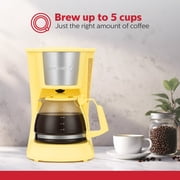Holstein Housewares 5 Cup Drip Coffee Maker - Yellow - Auto Pause and Serve, Removable Filter Basket, View Water Window - Perfect for Brewing Rich-Tasting Coffee at Home