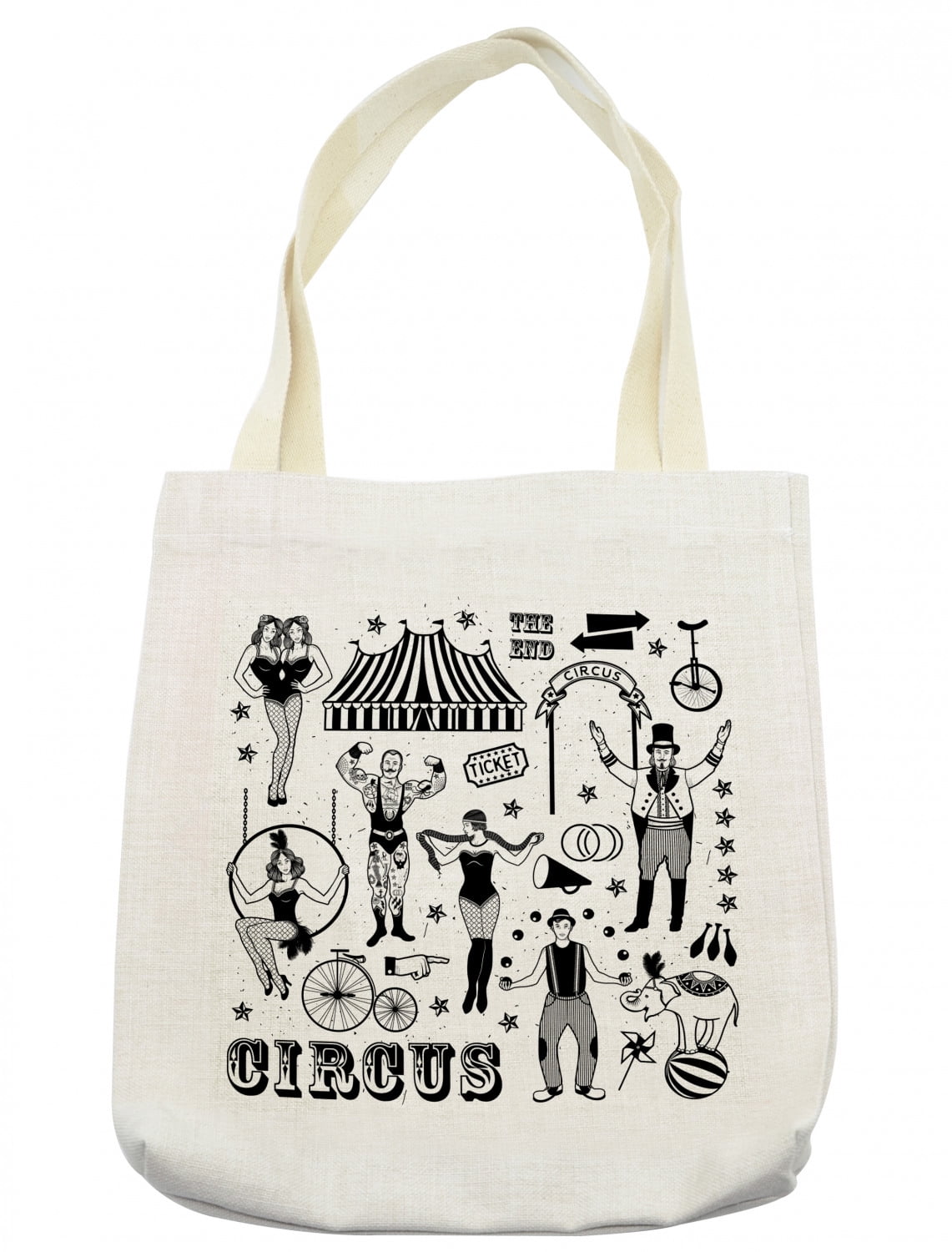 Circus Amusement Park Pattern Print Leather Tote Bag main image 1