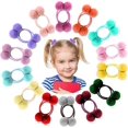 thumbnail image 1 of KAIYANG 28 piezas de gomas para el pelo con pompones, bonitas bandas elásticas para el pelo, accesorios suaves para el pelo con cola de caballo, colores aleatorios, 1 of 5