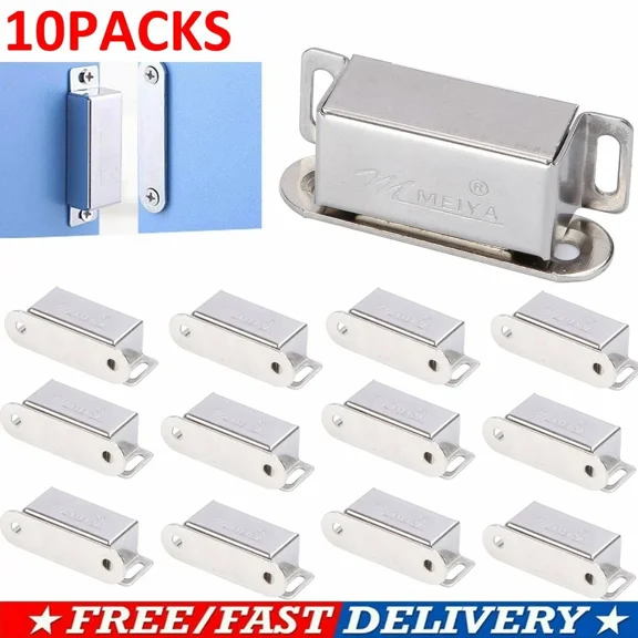 10Pack Steel Magnetic Door Catches Kitchen Cupboard Wardrobe Cabinet Latch Catch