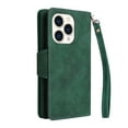 thumbnail image 2 of SaniMore for iPhone 14 Pro Max 6.7" 2022 Case, PU Leather 2 in 1 Zipper Wallet Removeable Wrist Strap Card Slots Cash Pocket Kickstand Shockproof Anti-fall Full Protective Shell, Green, 2 of 15