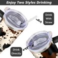thumbnail image 4 of 40oz Cow Print Tumbler with Lid, Straw & Handle - Stainless Steel Travel Mug, Insulated Water Bottle - Highland Cow Design - Unisex Gift for Women, Men, 4 of 6