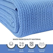 Linteum Textile Hospital Thermal Blanket 66x90 in,100% Cotton 2.5 lb (Blue,Twin) 1 Pack