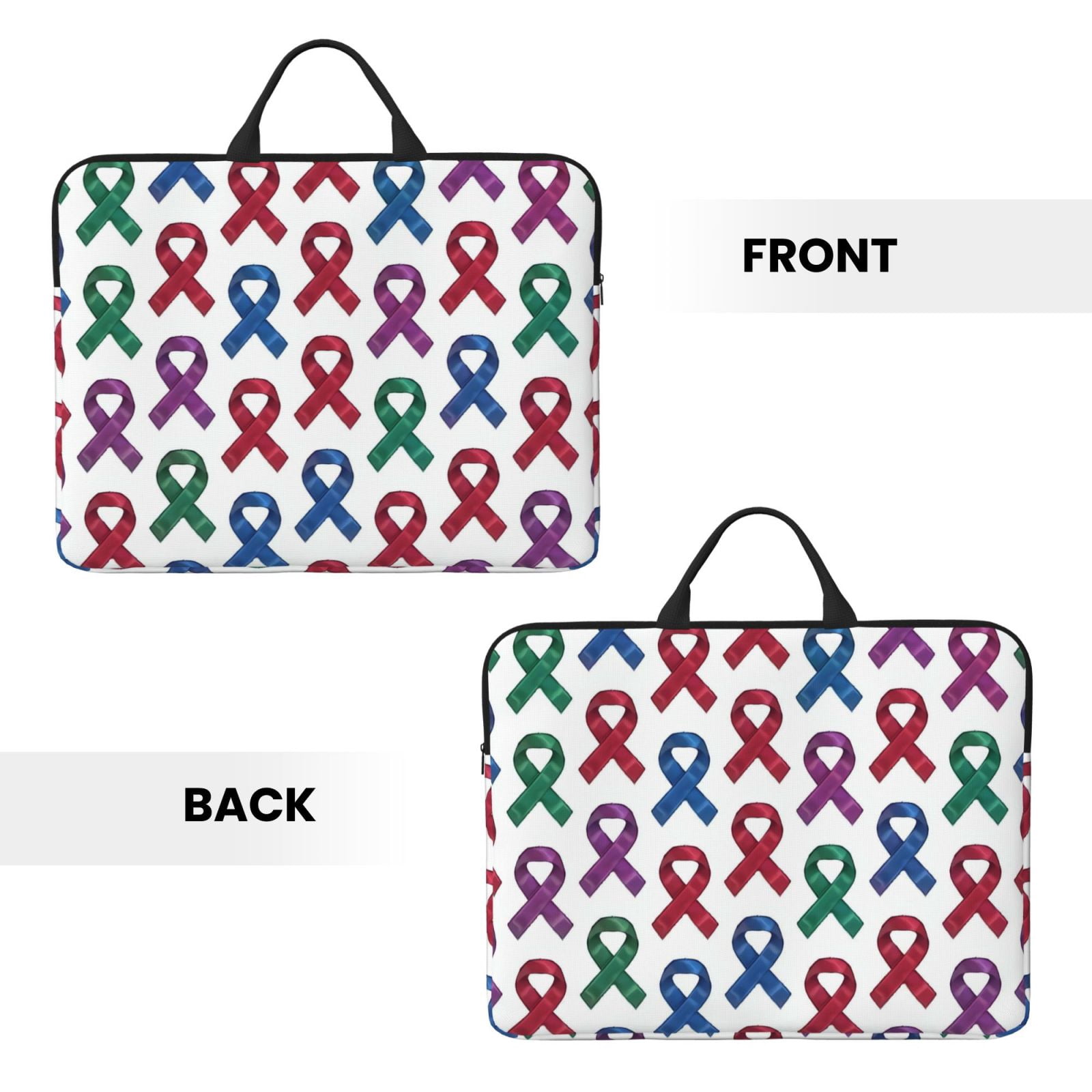 Laptop Sleeve Bag For Women Men 14inch Waterproof Durable Protective Computer Carrying Cover Handle Laptop Case Bag Cancer Awareness Ribbon Pattern - Jewel Tones