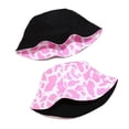 thumbnail image 3 of CoCopeanut Topi Motif Sapi Mode Baru Topi Ember Hitam Putih Topi Nelayan Dapat Dibalik Topi Musim Panas untuk Wanita Topi Pantai Wanita Gorras Panama, 3 of 6