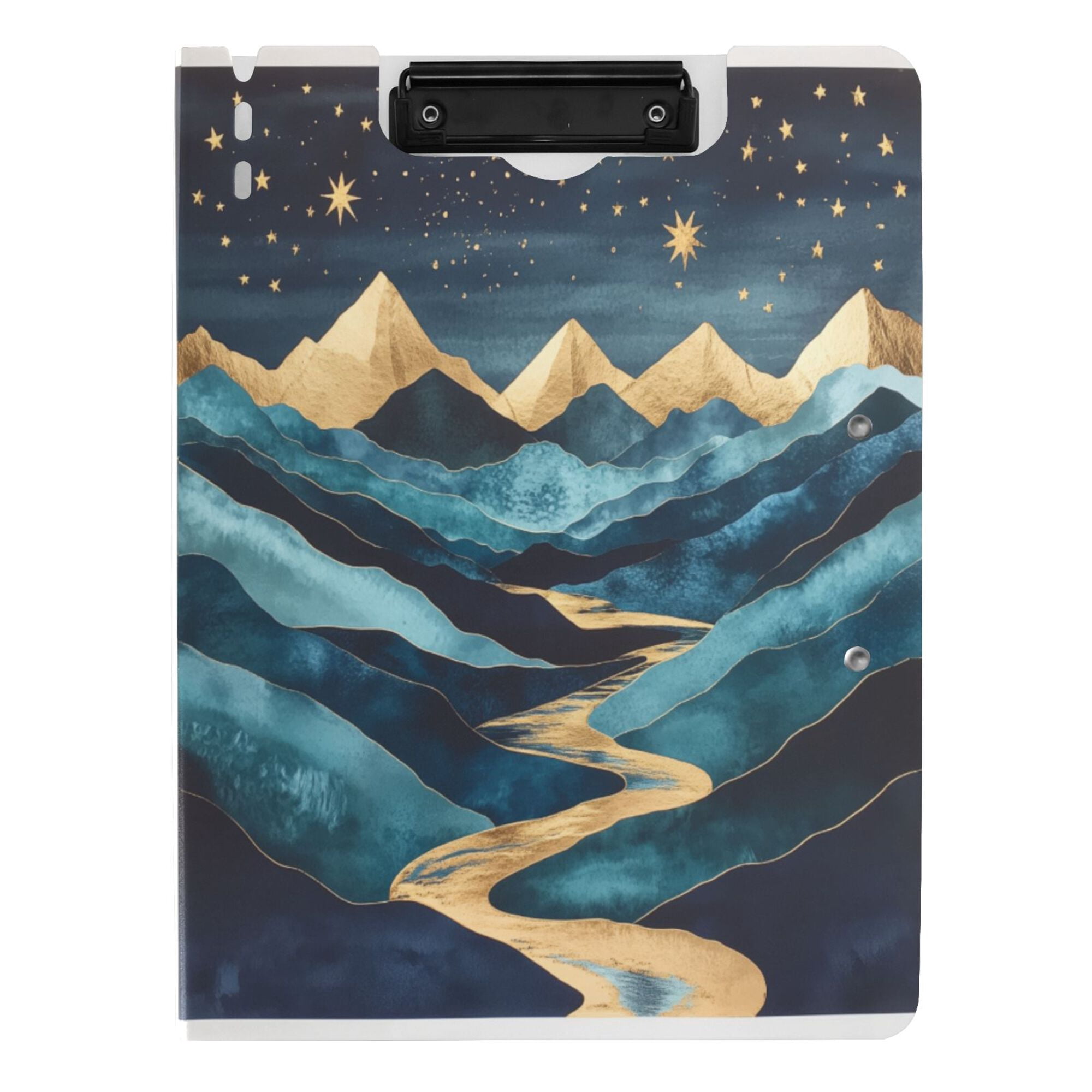 FORMRS A4 Clipboard Folder with Pen Holder Horizontal Foldable School Office Binder, Dark Mountains