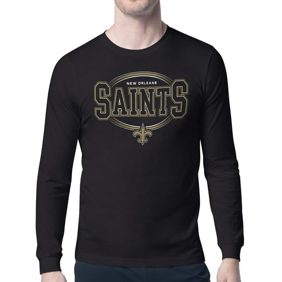 Men's Starter Black New Orleans Saints Team Track Graphic Long Sleeve T-Shirt