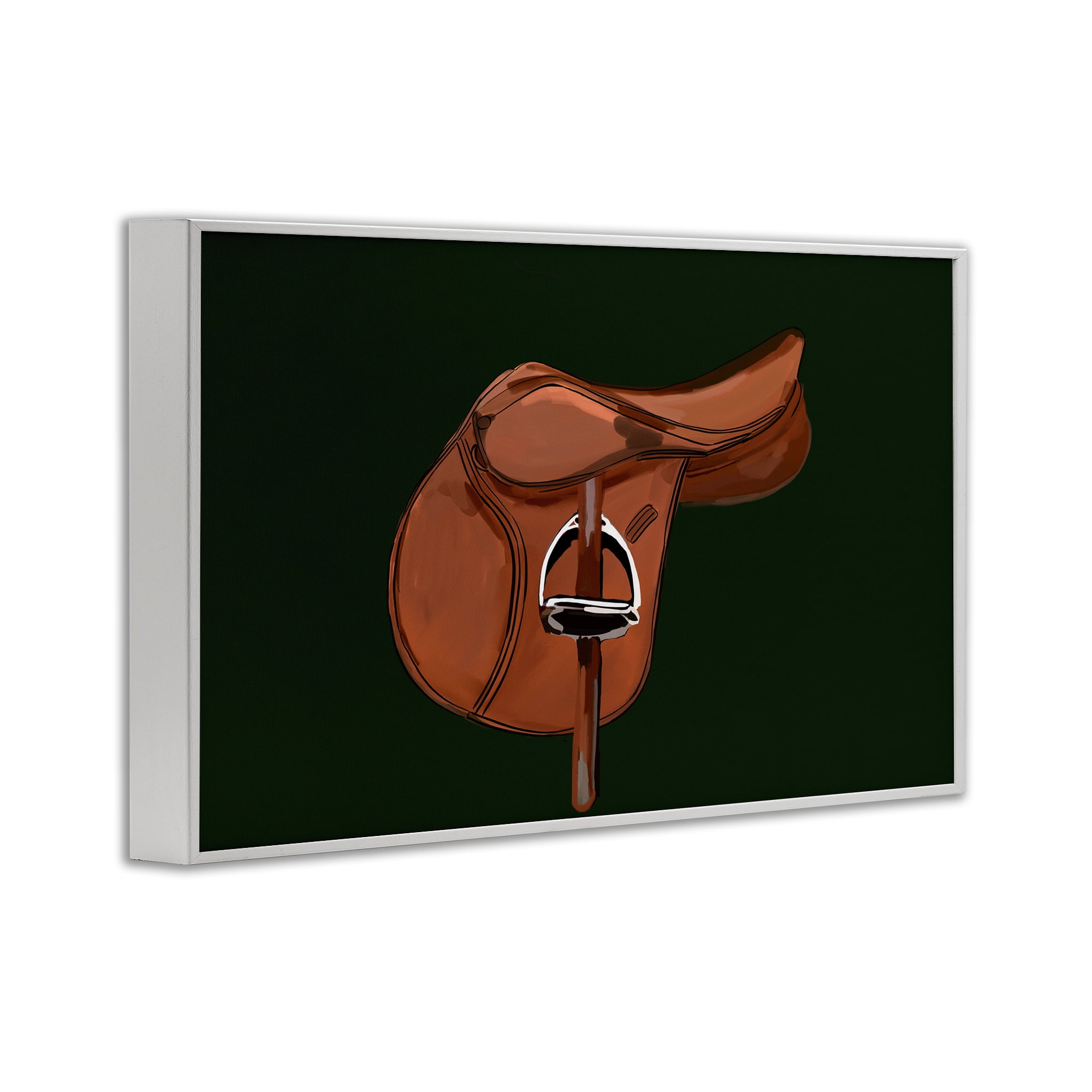 Stupell Industries Brown Horse Saddle Abstract Painting White Framed Art Print Wall Art, 24 x 16