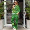 thumbnail image 2 of Renewold Women St. Patrick's Day Long Sleeve Sweatshirts High Waisted Drawstring Pants Holiday Outfits Lounge Sets for Womens Two Piece Fall Outfits, Green Lucky Clover Star, XL, 2 of 7