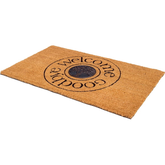 Fab Habitat Non Slip Doormat - Durable Thin - Natural Coir & Rubber - Entryway Front Door Porch Patio - Welcome and Goodbye Natural (18"" x 30"" Non-Slip)