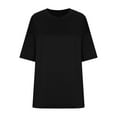 thumbnail image 4 of Mittory Womens Oversized Tee Side Split Short Sleeve T Shirt Solid Crew Neck Loose Top, 4 of 5