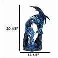 thumbnail image 2 of 20"H Large Blue Frozen Dragon On Arch With Wyrmling By Ice Stalagmite Statue, 2 of 11