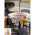 thumbnail image 5 of Outdoor Tablecloths with Umbrella Hole & Zipper, Spring Groundhog 60x60 Inch Square Tablecloths, Watercolor Sunflower Botanical Vintage Waterproof Table Cloth, Patio/Pool/Picnic Table Covers, 5 of 8