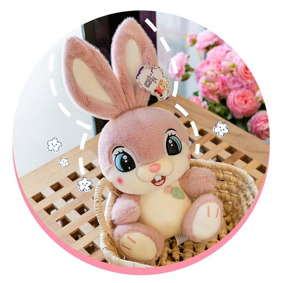 14″ Sweet Bunny Plush Toy, Pink Cartoon Stuffed Rabbit with Long Floppy Ears, Adorable Doll for Home Decor, Cuddly Gift