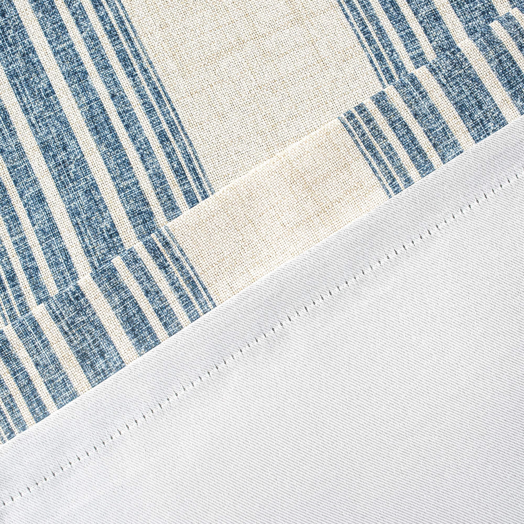 DriftAway Chris Vertical Striped Pattern Linen Textured Thermal Insulated Blackout Window Curtain Valance Rod Pocket 2 Layers Single, 52" x 14" Plus 2" Header, Jean Navy