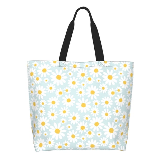 Disketp Daisies Flowers Bolsa Tote Estampada para Mujer, Bolso de Hombro y de Mano para Compras y Viajes