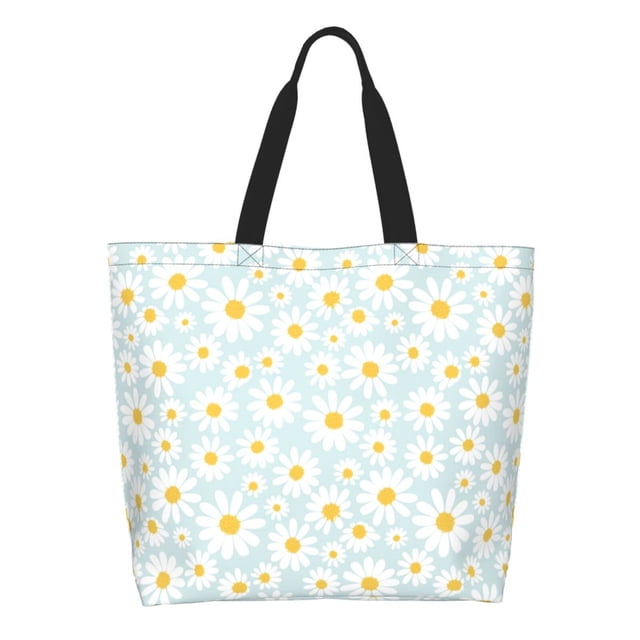 Disketp Daisies Flowers Bolsa Tote Estampada para Mujer, Bolso de Hombro y de Mano para Compras y Viajes