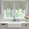 thumbnail image 4 of Green Floral Balloon Curtains for Living Room/French Door, Spring Flowers Pattern Botanical Vintage Tie Up Curtains 63 Inch Length Energy Saving Kitchen Curtains Shades for Windows 42"x63", 4 of 8