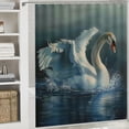 thumbnail image 6 of Orinice Swan Water Wings Bathroom Decor Set with Hooks, Colorful Luxurious Print Polyester Fabric Fashion Curtain for Home Bathroom Decoration 60x72, 6 of 7