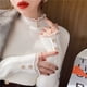 thumbnail image 2 of Women Autumn Lace Mock Neck Fashionable Slim Bottoming Shirt Women Clothes Fashion Hollow Out Long Sleeve Pullover Knittin Tops, 2 of 5