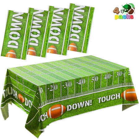 JOYFY 4 Pack Game Day Football Tablecloth,54x72 Inches Table Cover Touchdown Party Decorations Football Party Supplies