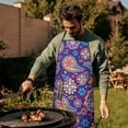 thumbnail image 4 of Purple Paisley and Floral Pattern Apron-Garden Aprons for Women with Pockets-Cotton Linen Waterproof Kitchen Cooking Gardening Aprons Adjustable for Kitchen,Cooking,BBQ and Salon 33x27 Inch, 4 of 7