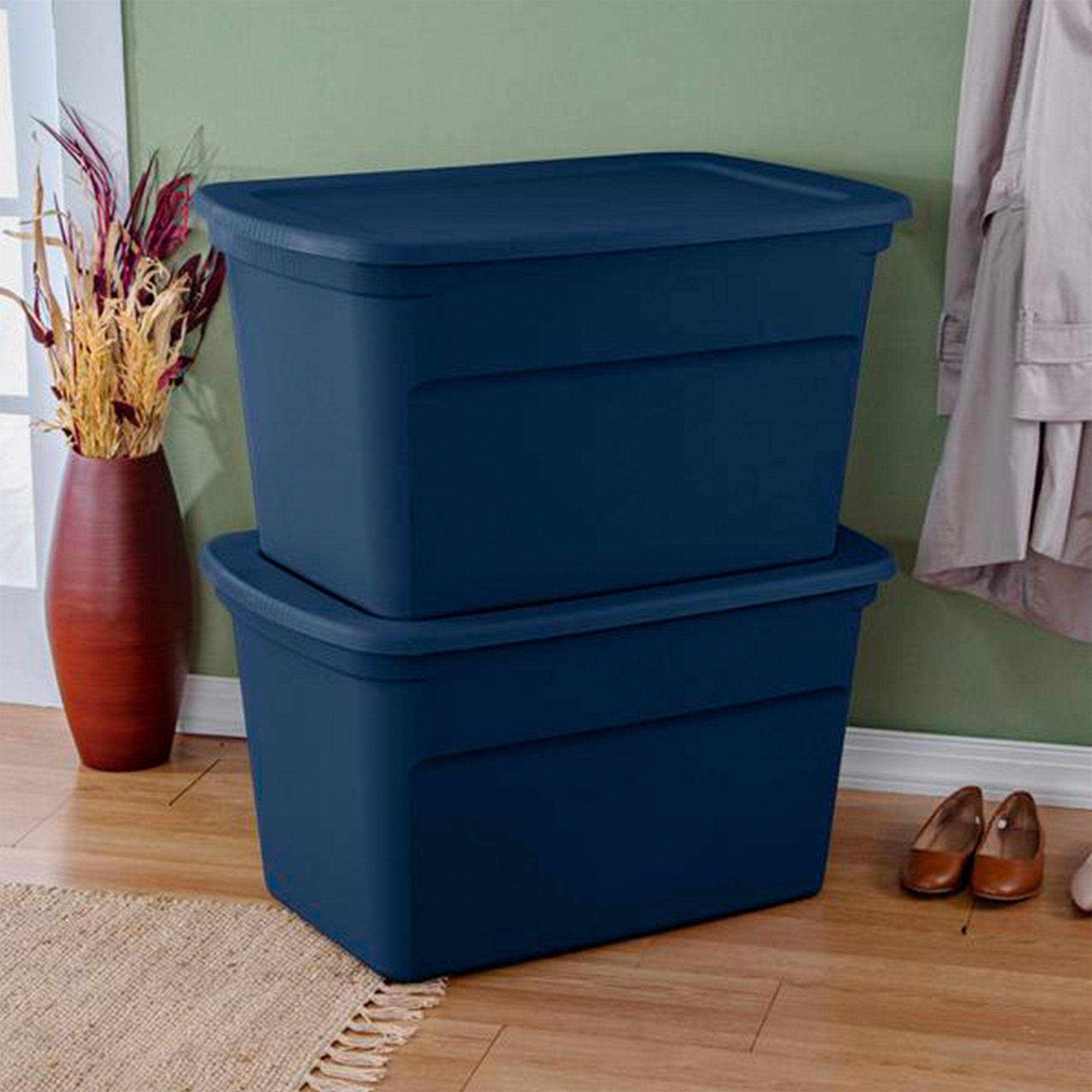 Sterilite Classic Lidded Stackable 18 Gal Storage Tote Container, Blue, 24  Pack - 23.5 x 18.4 x 16.2 in - Bed Bath & Beyond - 36057312