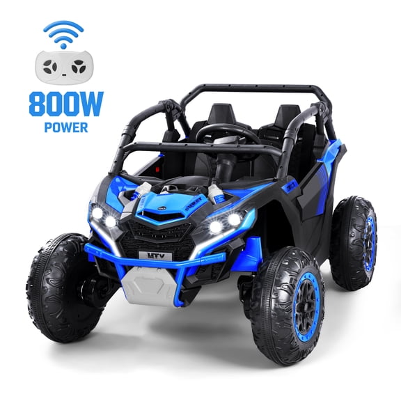 Wisairt 24V Ride on Toys 4WD Ride on Cars with Remote Control, 2 Seater Electric Car for Kids, Power Car Wheels, UTV w/ 4 Motors, Music, Lights, 3 Speeds, Blue