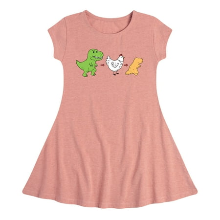 

Instant Message - Dinosaur - T-Rex + Chicken = Dinosaur Nugget - Toddler & Youth Girls Fit & Flare Dress