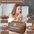 thumbnail image 3 of 2 in 1 Crossbody Makeup Bag for Women Men,Spacious Leather Cosmetic Bag for Travel Zipper Pouch Gifts, 3 of 7