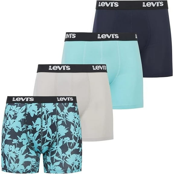 Levis Mens Underwear Microfiber Boxer Brief for Men Ultra Soft 4 Pack Floral 2XL