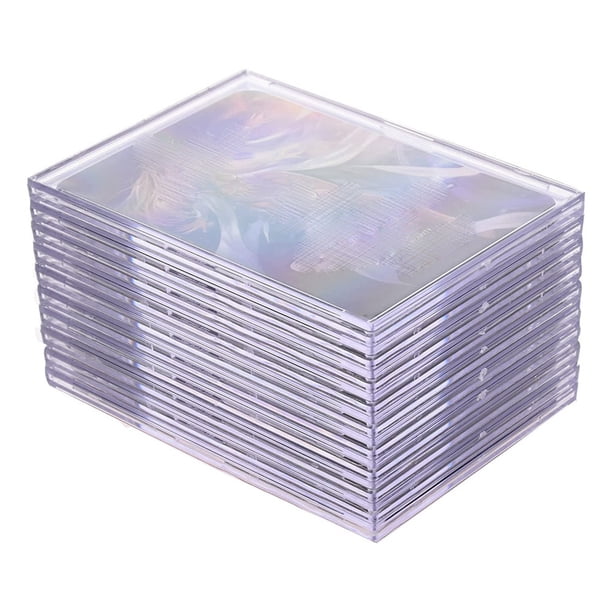 Fundas para Tarjetas Cargadores Superiores 10 Protector de Tarjetas de PláStico Duro Ladrillo Transparente para Tarjetas + 2 Soportes de ExhibicióN