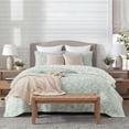 thumbnail image 6 of Mainstays Botanical Floral Stitched Quilt, King, Light Green, Reversible Lightweight Bedding, 6 of 9