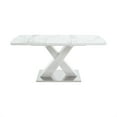 thumbnail image 3 of Noble House Modern Extendable Dining Table, White Marble-Print Top with MDF X-Shape Legs and Metal Base, Rectangular Design,White, 3 of 6