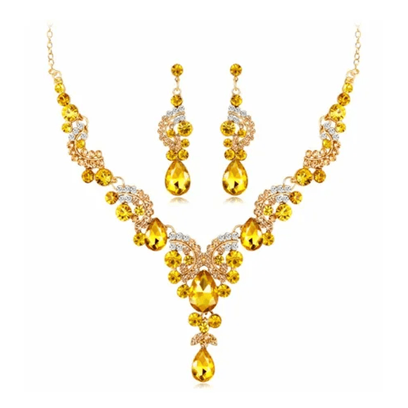 Conjunto De Joyas Malubero Malu1751 Collar y Pendientes amarillo