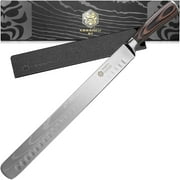 Kessaku Carving Knife - 12 inch - Samurai Series - Razor Sharp - Granton Edge - Forged 7Cr17MoV High Carbon Stainless Steel - Wood Handle with Blade Guard